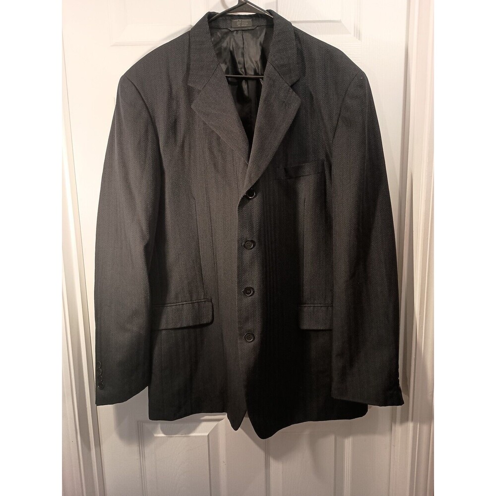 Donatello Blazer Suit Jacket Size 46L Dark Blue/Black Wool
